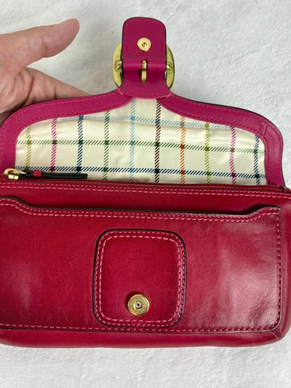 Coach Bleeker Large Flap Wristlet in Red Premium Glovetanned Leather